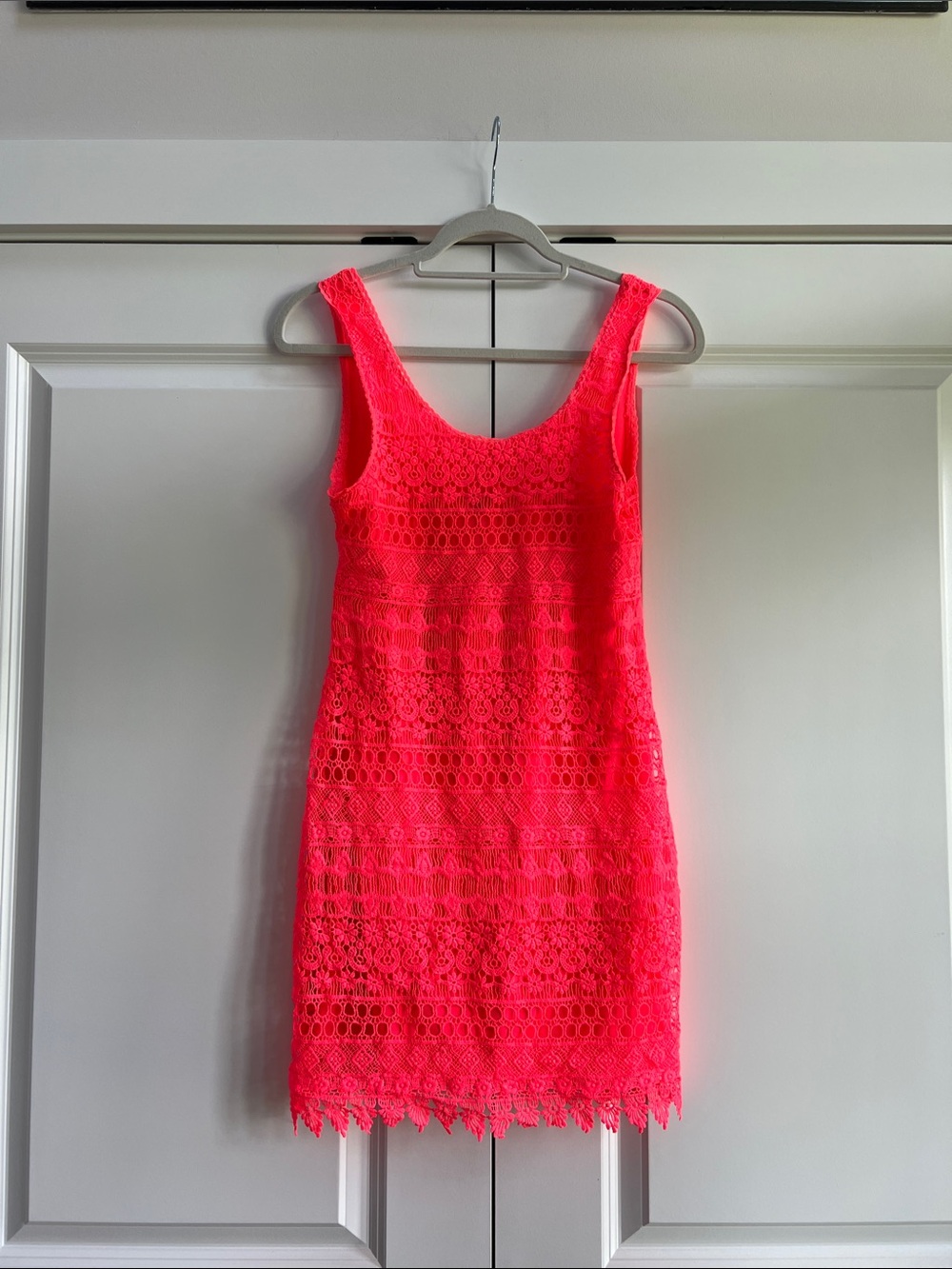 Divided Neon Pink Lace Mini Dress